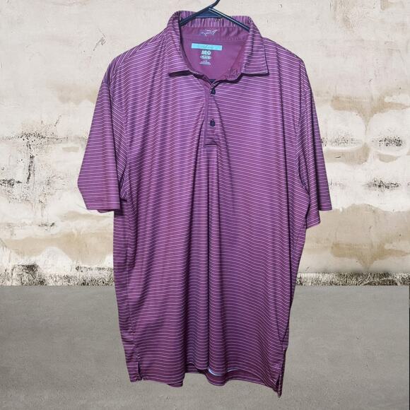 Greg Norman Collection ML75 Stripe Men's Polo Shirt Red Size Large - Picture 2 of 6